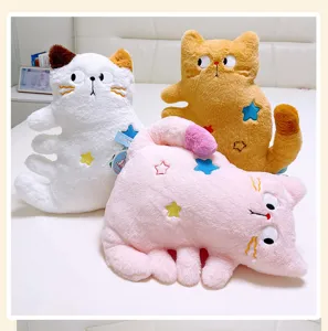 Cute multi-legged cat plush pillow, soft stuffed animal doll for home sofa and office nap cushion.