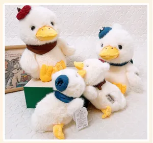 Cute berry plush duck toy stuffed animal soft doll with hat and scarf for birthday gift home decor