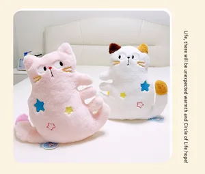 Cute multi-limbed cat plush pillow, soft stuffed animal toy for home sofa and office nap.