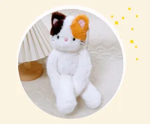 Cute long arm plush toy detail view, soft stuffed animal doll, soothing sleeping companion gift.