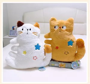 Cute multi-legged cat plush pillow toy, soft kitten doll for home sofa and office cushion.