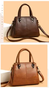 Dames zachte lederen handtas casual schoudertas shopper gedetailleerd overzicht ontwerp textuur.