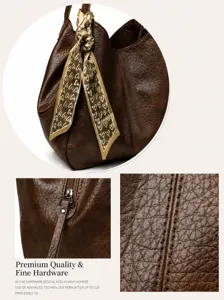 Stijlvolle bruine zachte tote tas voor dames, grote capaciteit elegante schoudertas chic.