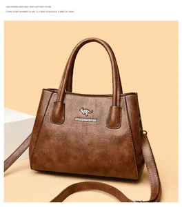 Vintage lederen handtas grote capaciteit casual schoudertas shopper tas voor vrouwen