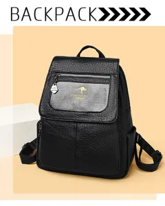 Modieuze zachte dames PU lederen rugzak, grote capaciteit anti-diefstal casual schooltas.