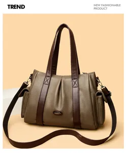 Women leather shoulder bag casual tote handbag daily commute crossbody bag fashion plain style