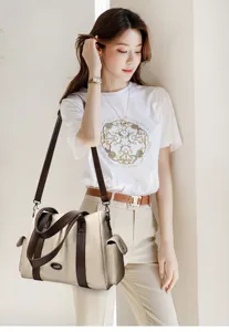 Stylish women shoulder bag large capacity tote commute crossbody solid fashion handbag detail view