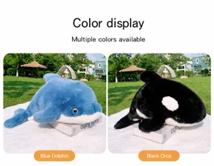 Marine series plush toys, blue dolphin and black orca soft stuffed dolls, cozy sofa pillows.