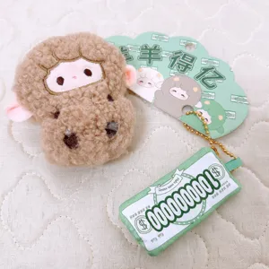 Cute sheep plush keychain magnetic CP pendant bag accessory fluffy toy lovely animal gift charm