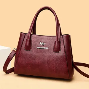 Dames vintage PU lederen handtas grote capaciteit schoudertas retro shopper tas voor dames