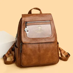 Dames zachte lederen rugzak casual stijlvol diefstalbeveiliging multi-pocket reistas school.