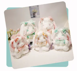 Lolita style fluffy bunny plush toy cute princess rabbit doll birthday gift for girls
