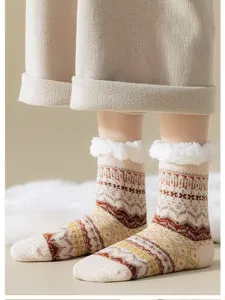 Chaussettes d'intérieur chaudes et épaisses en molleton pour femmes en hiver douillettes