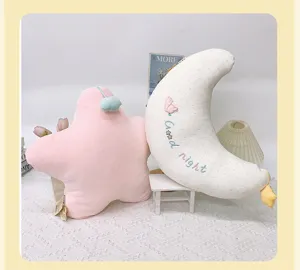 Set di cuscini in peluche stella e luna, morbidi cuscini imbottiti per divano e camera.