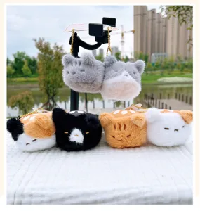 Cute plush cat magnetic couple pendant doll bag hanging ornament soft toy accessory gift.