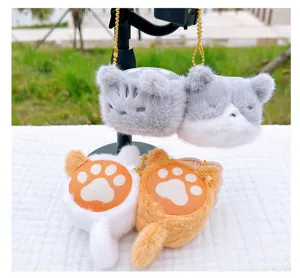Cute plush magnetic cat claw keychain bag pendant soft toy cute couple gift ornament