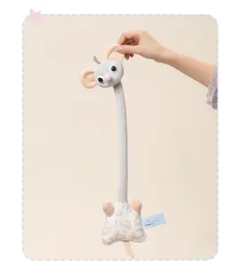 Cute long neck mouse plush toy funny stuffed animal doll soft toy with leopard print body