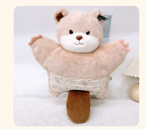 Cute animal plush cushion office lumbar pillow soft squirrel doll toy for home bedroom decor.
