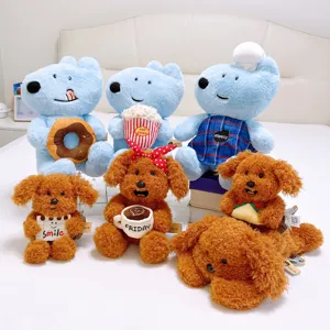 Cute Stuffed Teddy Dog Plush Toy Soft Puppy Doll Kawaii Animal Companion Pillow Home Decor Children Birthday Gift