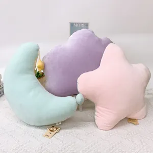 Cuscino in Peluche con Stella Luna E Nuvola Cuscino Imbottito Morbido Ricamo Cartoon Divano Letto Decorazione Casa Regalo
