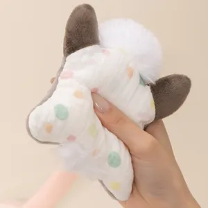 Cute polka dot plush animal toy bag pendant, soft stuffed doll accessory for daily decoration.