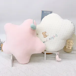 Cuscini peluche stella e nuvola carini con ricamo di orso, morbido cuscino da divano regalo.