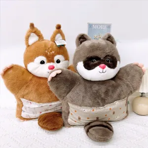 Cute plush animal throw pillow office waist cushion squirrel raccoon stuffed toy decor
