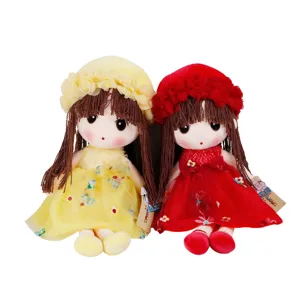Carina bambola di peluche fata dei fiori giocattolo per ragazze morbida bambola con cappello