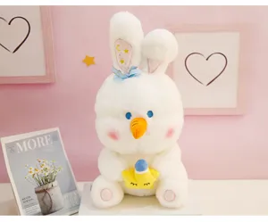 Cute white plush rabbit toy stuffed bunny doll soft hugging pillow comforting gift for kids