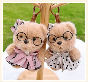 Cute plush bear keychain plushie bag pendant cute cartoon animal doll gift for women