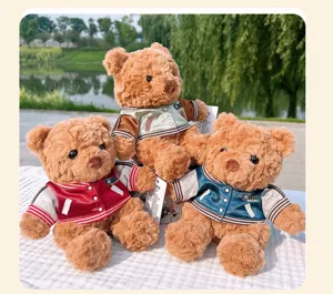 Cute plush teddy bear toy with stylish jacket, soft stuffed doll for kids and gifts.