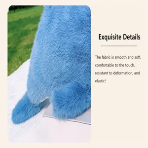 Close-up view of the soft blue plush toy showcasing its smooth and delicate fabric texture.