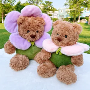 Adorable flower teddy bear plush toy soft stuffed animal doll cute gift for kids