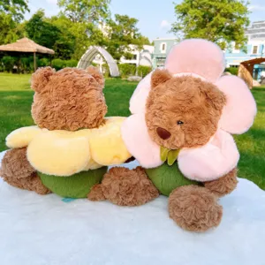 Cute flower teddy bear plush toy soft stuffed animal doll pillow for kids gifts!