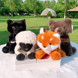 Cute plush toys set stuffed animals soft cat sheep fox and bear doll gifts for kids and girls