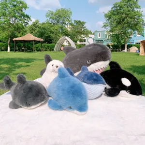 Ocean series plush toy cute shark whale stuffed animal soft pillow doll gift for kids and adults
