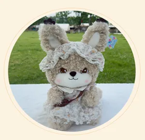Fairytale series cute rabbit plush toy soft stuffed animal doll with floral dress and hat for girls