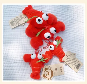 Cute red lobster plush toy keychain, soft stuffed doll with funny snot design, lovely gift.