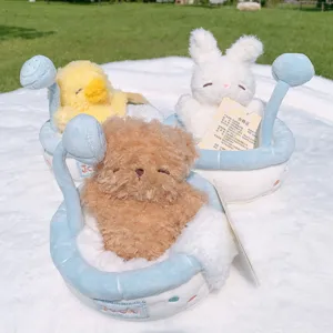 Cute sleeping plush toy soft stuffed animal doll rabbit chick bear in bathtub main image