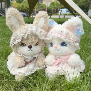 Fairytale rabbit plush toy cute soft bunny stuffed doll with lace dress for girls gift