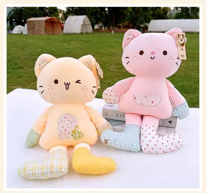 Süßes Plüsch Katzen Spielzeug Blumen Patchwork Kätzchen Puppe Kissen Geburtstagsgeschenk