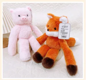Long arm lazy plush toys cute pink pig and orange fox stuffed dolls for kids gifts