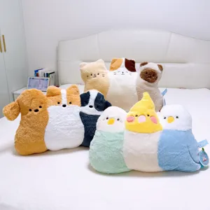 Cute animal plush pillow toy multi-piece connected bolster for dorm bedroom comfort.