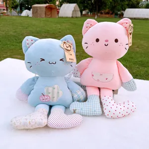 Niedliche Plüschkatze Stofftier weiches Kuscheltier mit Blumenmuster Design Kindergeschenk