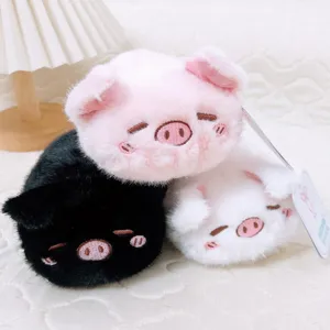 Süßes Mini-Schweinchen Plüschtier Set, weiche Stofftiere in schwarz rosa und weiß, Antistress.
