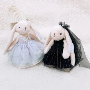 Adorable lop-eared rabbit plush toy with princess wedding dress soft companion doll gift