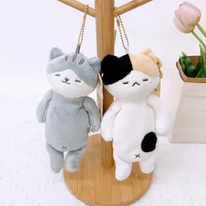 Cute cat plush keychain set, soft stuffed animal bag charm and lovely key ring accessories.