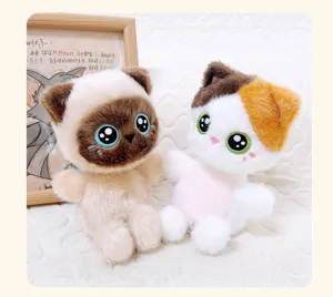 Conjunto de muñecos de gatos de peluche lindos, juguetes de gatitos suaves con grandes ojos para auto.