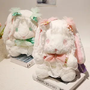 Lolita plush rabbit toy cute lace bow pearl stuffed doll fluffy lovely gift for girls new style