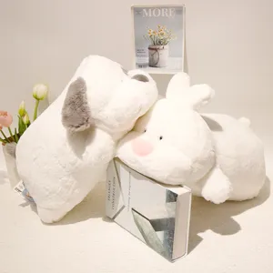 White lying plush toy soft stuffed animal cute dog and rabbit doll for kids home decor main